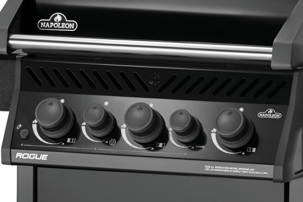 Grill gazowy Napoleon Rogue 425 z palnikiem rożna, kuchenką boczną i rożnem w komplecie, Czarny RB425RSBPK-2-PL-R